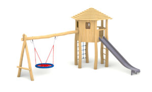 KristallTurm 6-Eck-Turm mit Nestschaukel und Rutsche