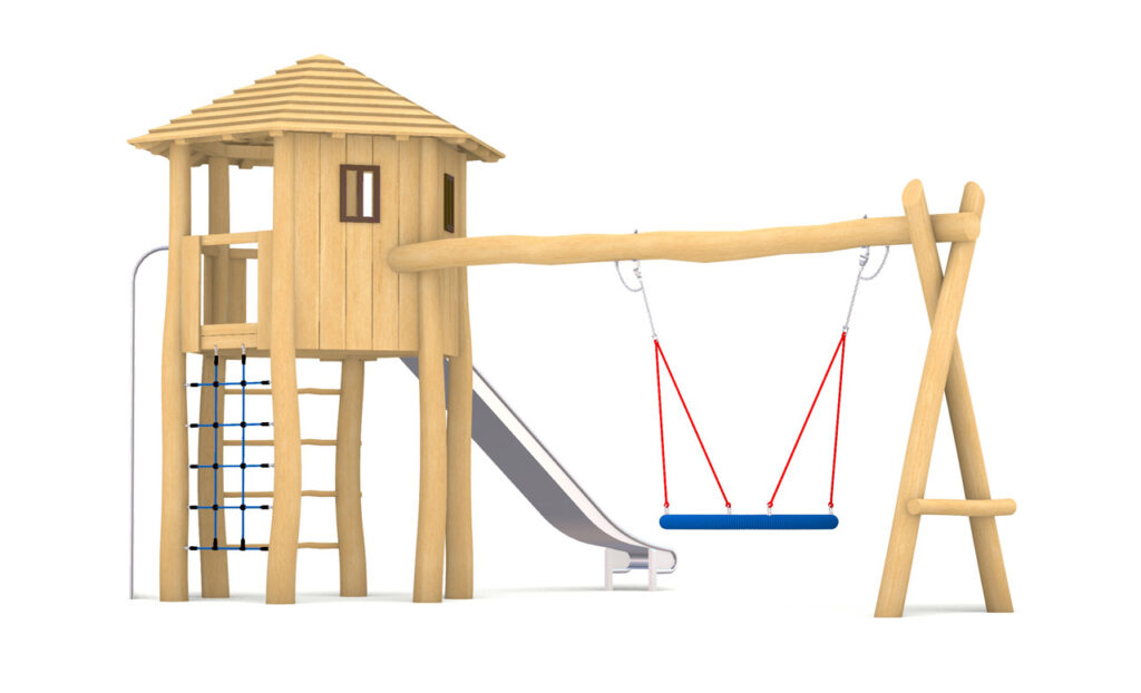 KristallTurm 6-Eck Turmkombination mit Nestschaukel und Rutsche