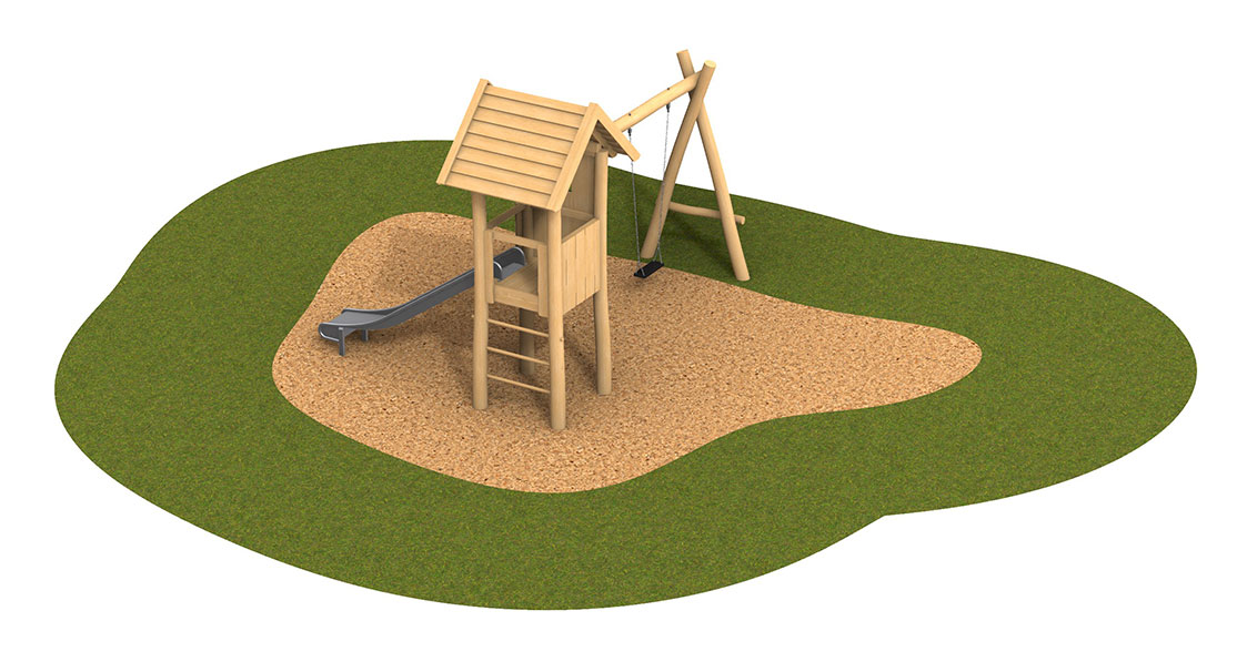 KristallTurm Spielkombination Flamingo mit Schaukel, 4-Eck-Turm und Rutsche