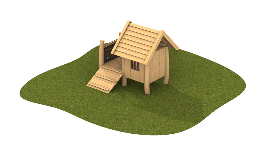 KristallTurm - kleines Spielhaus in Form einer Wikingerhütte - Rückansicht