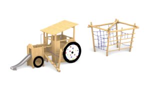 KristallTurm thematisierter Spielturm Traktor mit Ladewagen