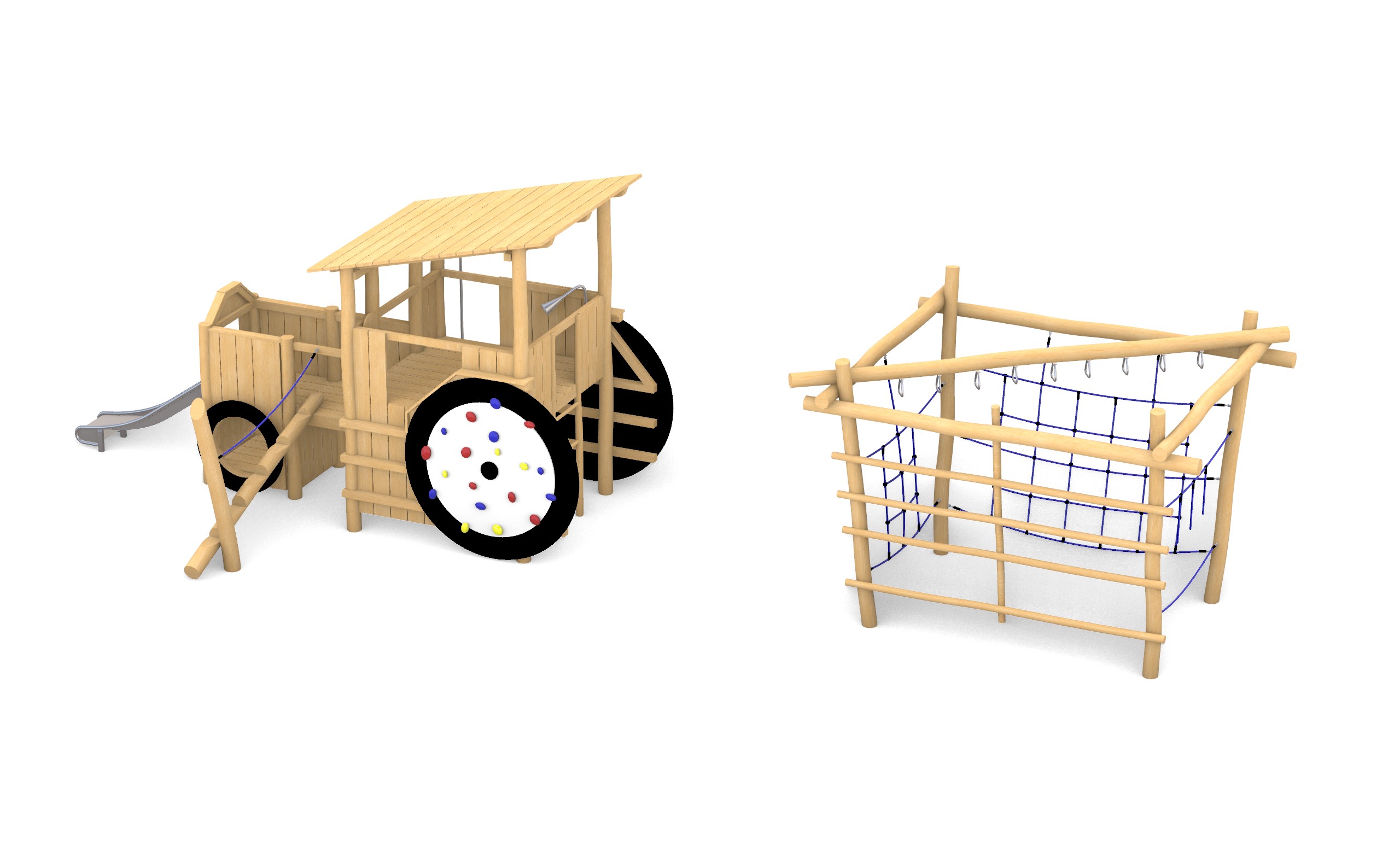 KristalLTurm thematisierter Spielturm Traktor mit Ladewagen