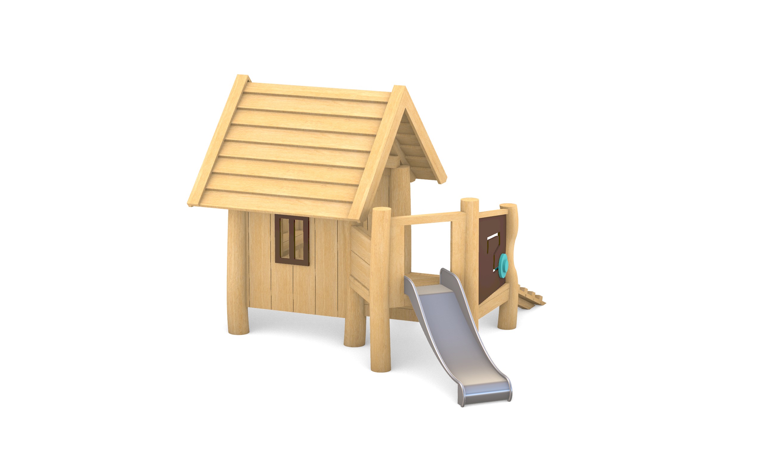 KristallTurm Wikingerhütte mit Rutsche und haptischen Spielelementen