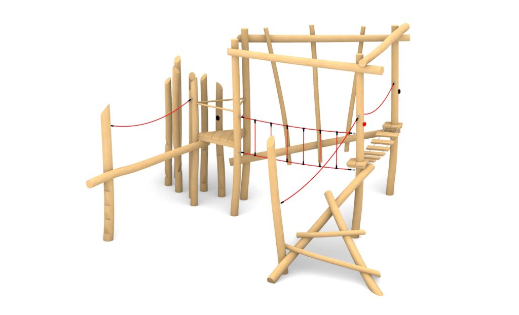 KristallTurm Abenteuerpfad aus Robinienstämmen