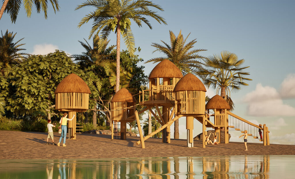 KristallTurm Spielanlage Tahiti Dorf auf Insel