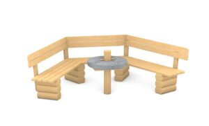 Sitzgruppe mit Mühlsteintisch