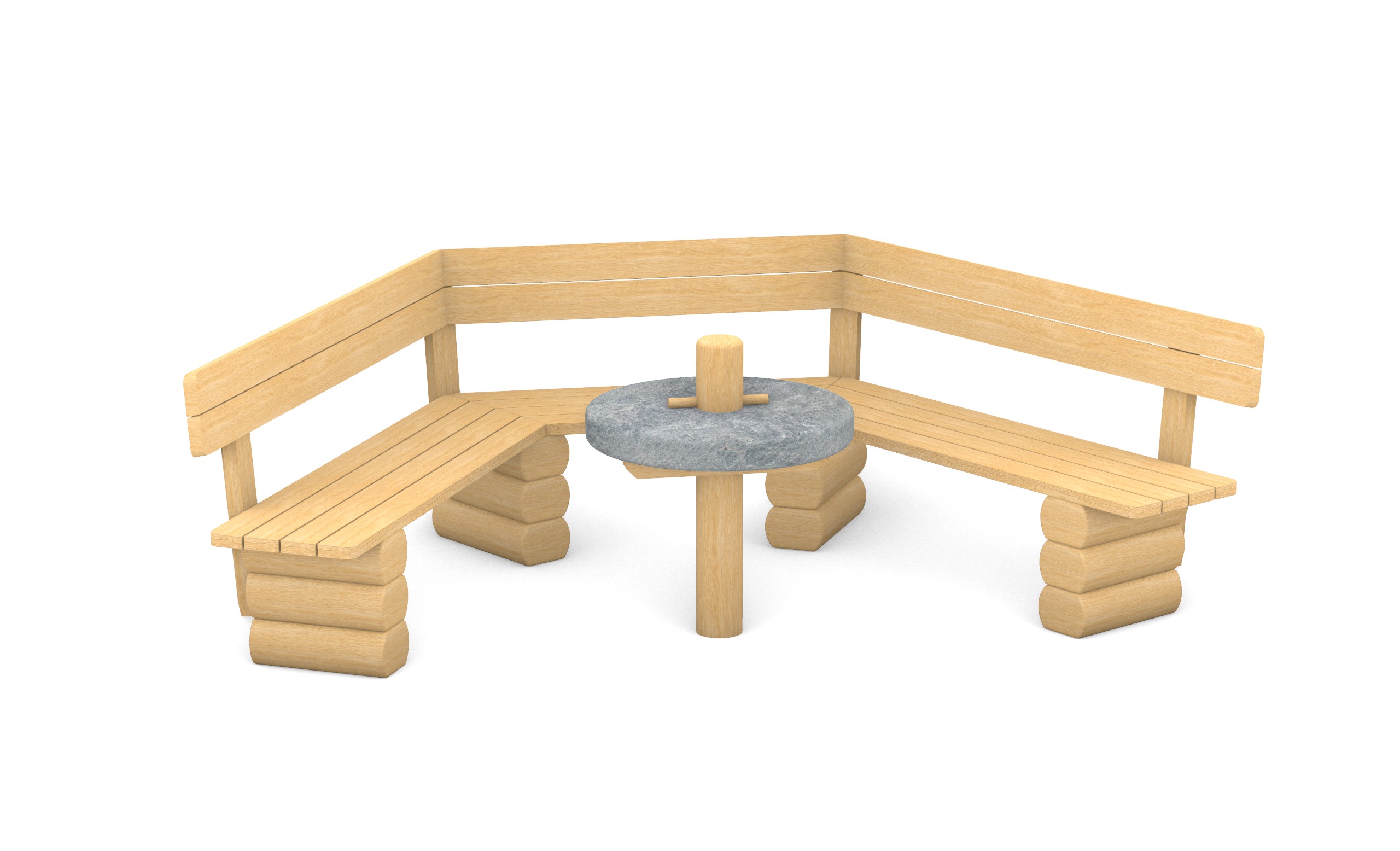 Sitzgruppe mit Mühlsteintisch