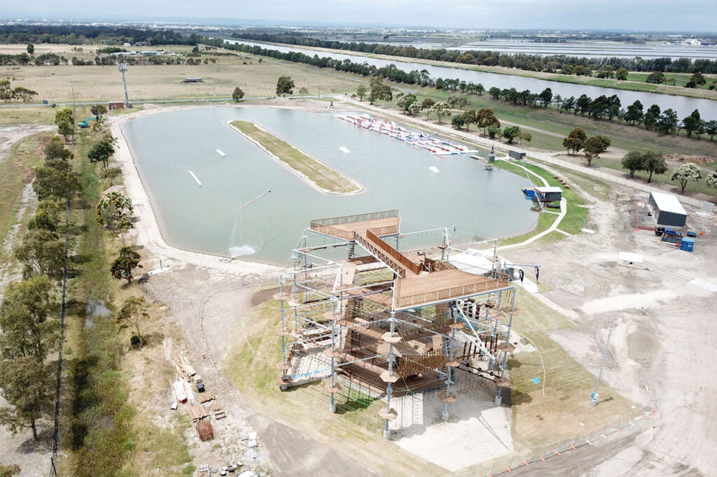 KristallTurm KT-18 High Ropes Course as an adventurous extension of a wake park in Melbourne, Australia.